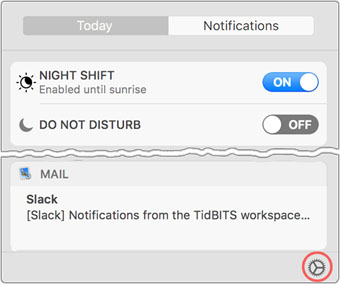 A shortcut to notification preferences.