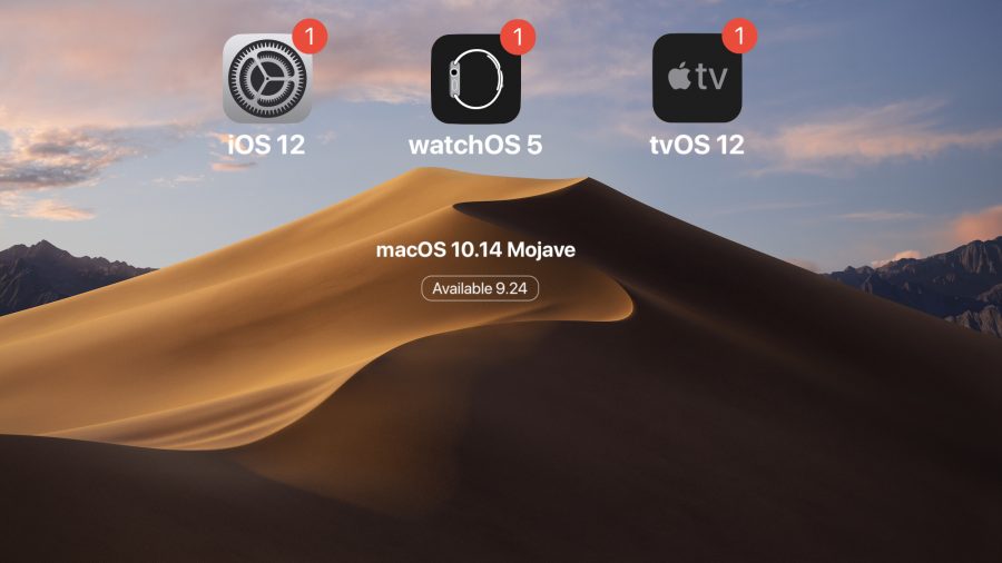 OS updates on a Mojave background.