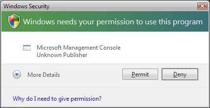 Windows Vista User Account Control prompt.
