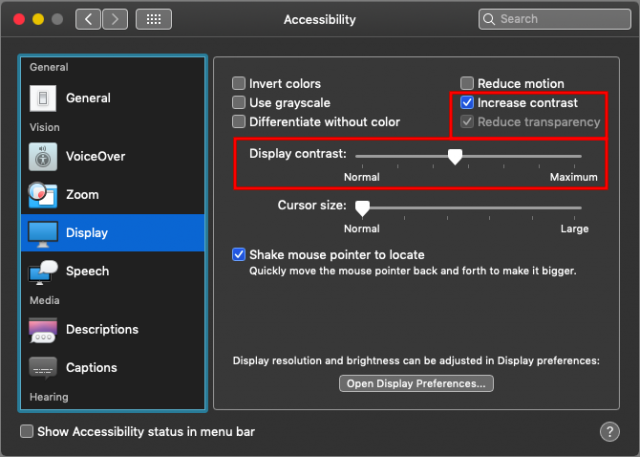 Adjusting Dark mode with Accessibility settings.