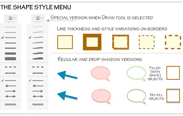 Shape style menu.