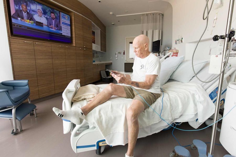 Photo of a patient using an iPad