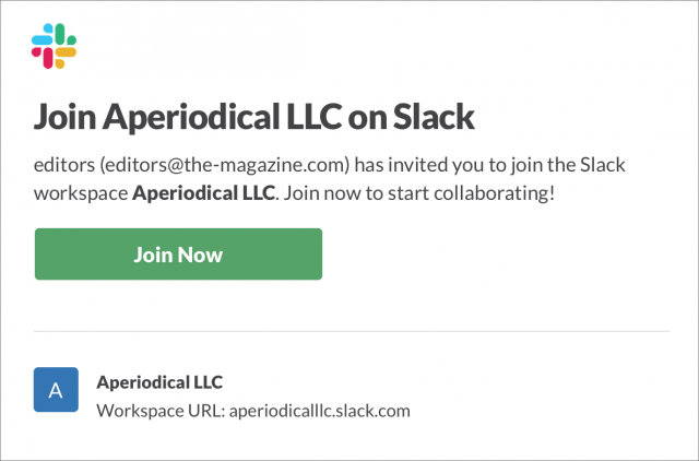 Screenshot of the Slack invitation email.