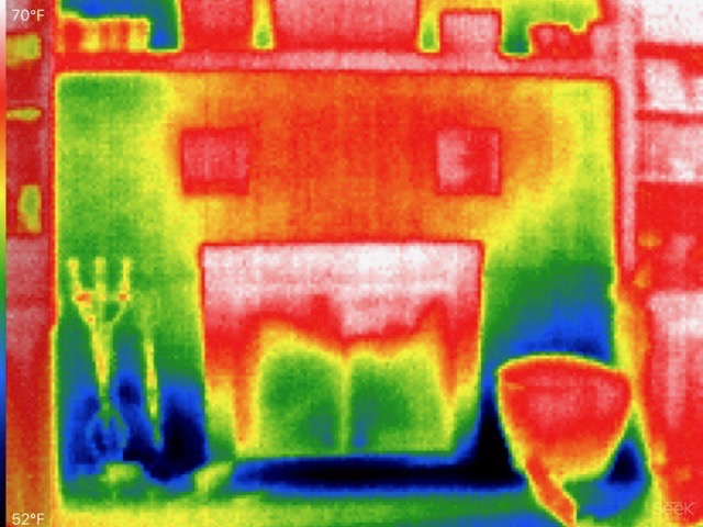 A thermal image of Dave's fireplace.