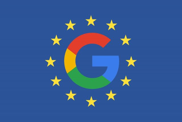 The Google logo on the EU flag