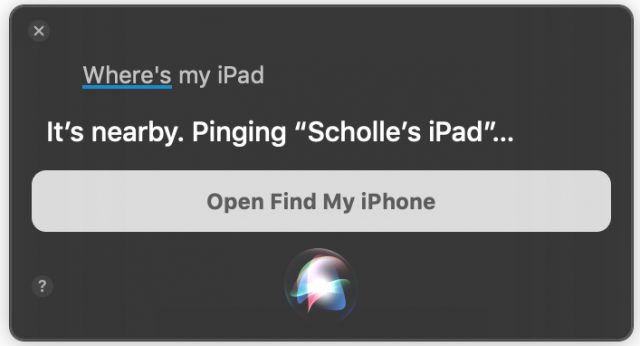 Using Siri to find an iPad
