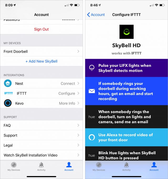 Using SkyBell with IFTTT