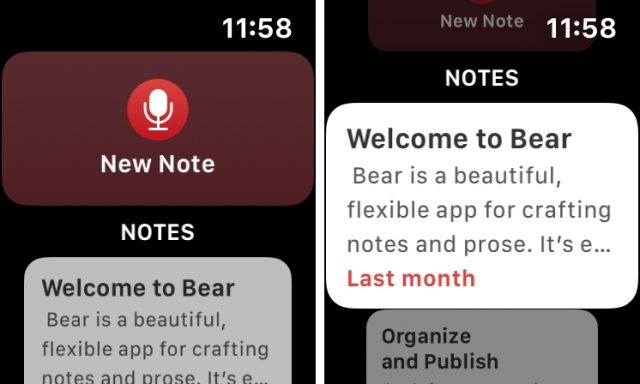 Bear on the Apple Watch