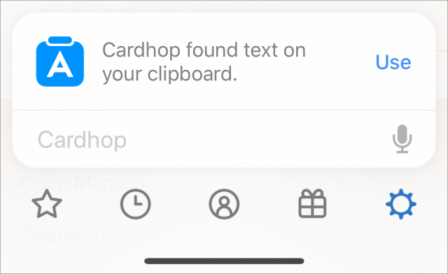 Cardhop haalt informatie uit het klembord