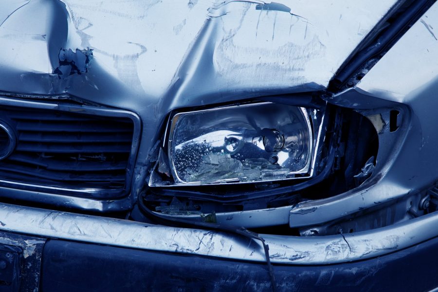 Photo of a crushed car headlight