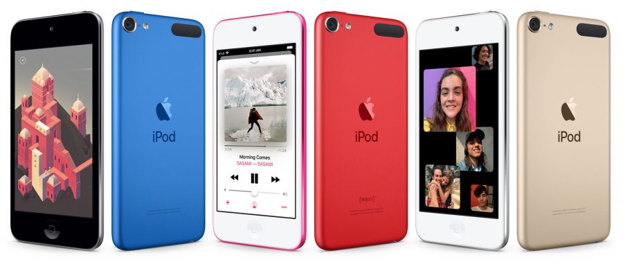 Photo of various iPod touch models and colors