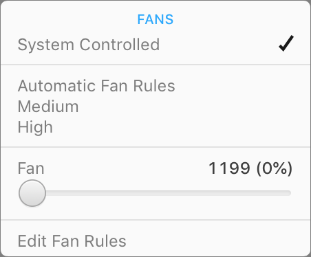 Controlling the system fan with iStat Menus.