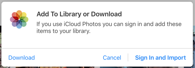 Schermafbeelding van de download-dialoog van de iCloud-fotobibliotheek