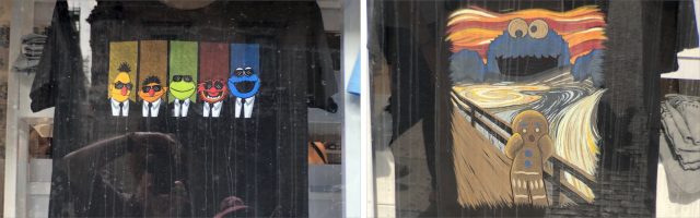 The Muppet T-shirts we found while walking in Barcelona