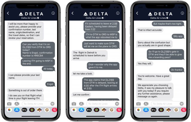 Transcript of a Business Chat with Delta