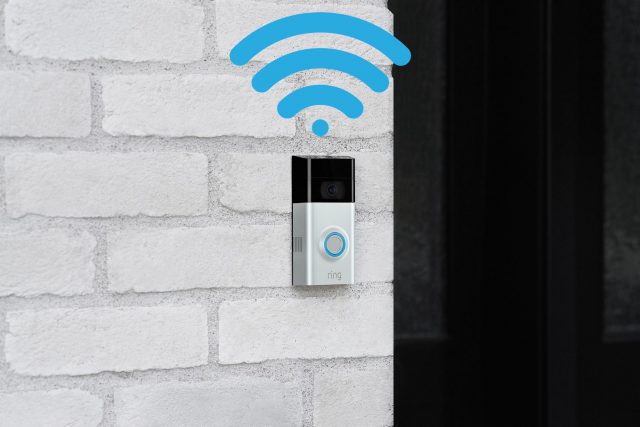 A Ring doorbell with the Wi-Fi symbol