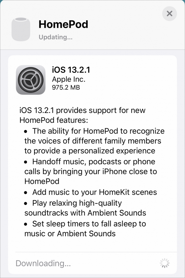 iOS 13.2.1 for HomePod release notes