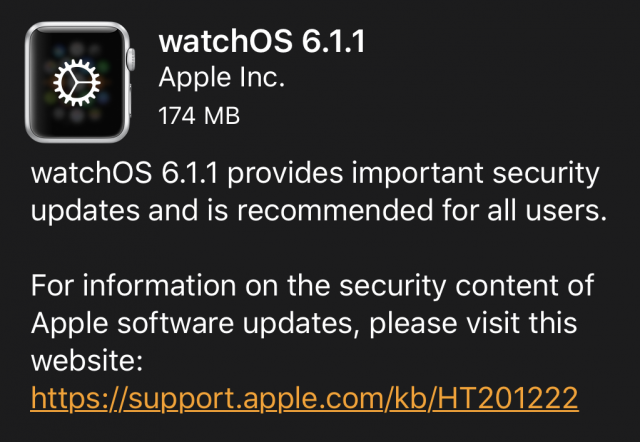 watchOS 6.1.1 release notes