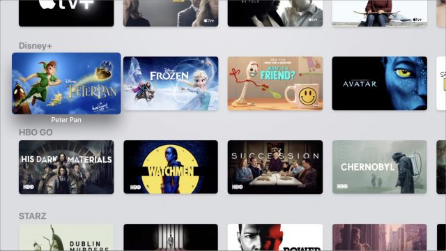 Streaming services in the Apple TV app