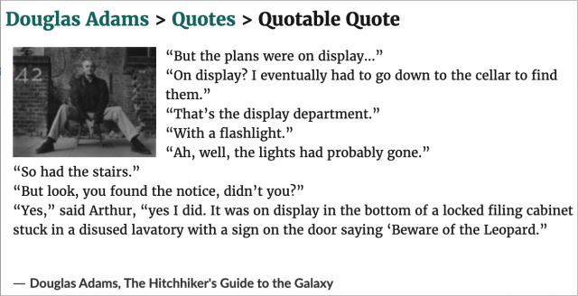 Quote from The Hitchhiker's Guide to the Galaxy