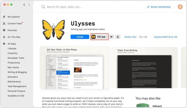 De iOS-app Ulysses toevoegen aan Setapp, stap 1