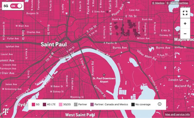T-Mobile 5G map of St. Paul