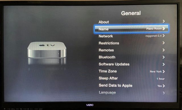 Old Apple TV settings