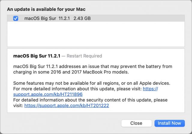Toelichting bij macOS 11.2.1