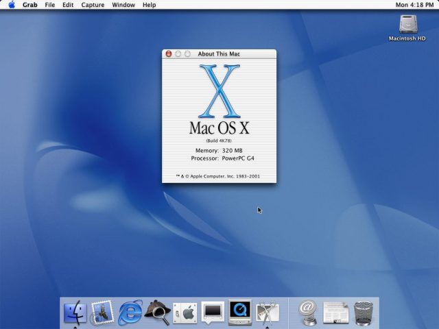 About This Mac on Mac OS X 10.0