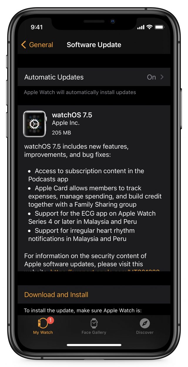 watchOS versie 7.5