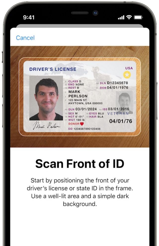 Scanning driver's license in Wallet