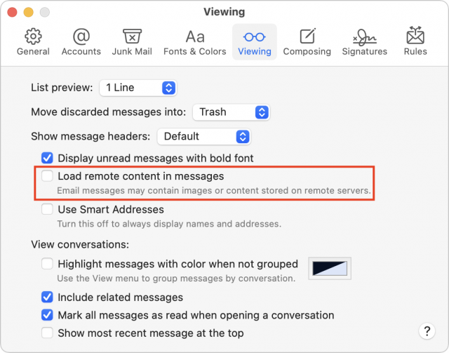 Load remote content in messages