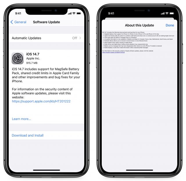 iOS 14.7 release notes