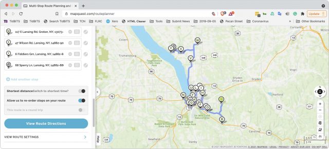 MapQuest RoutePlanner map
