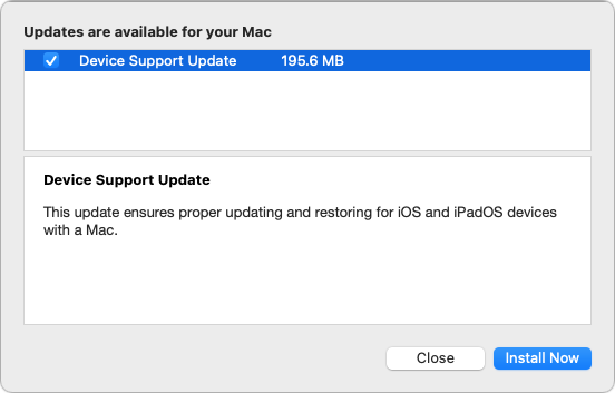 Software Update's Device Support Update