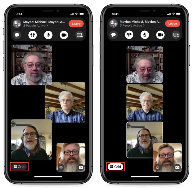 Rasterlay-out in FaceTime