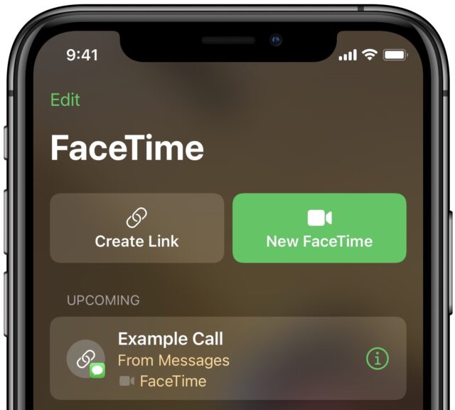 Een FaceTime koppeling in FaceTime