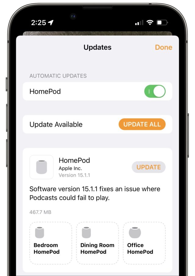 Updating to HomePod Software 15.1.1