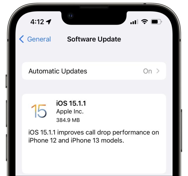 iOS 15.1.1 improves call drop performance on iPhone 12 and iPhone 13 models.