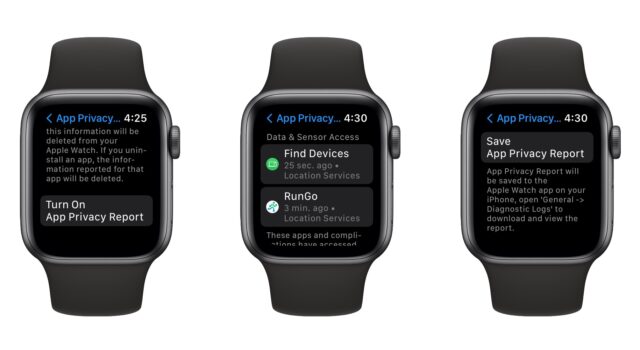 App Privacy Report on Apple Watch