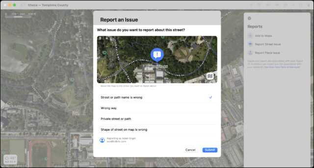 Reporting an error in Apple Maps