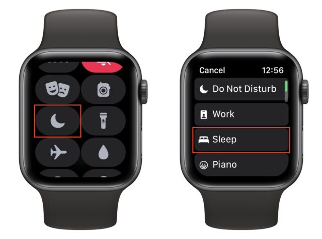 Turning on Sleep mode on the Apple Watch