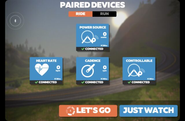 Zwift paired devices