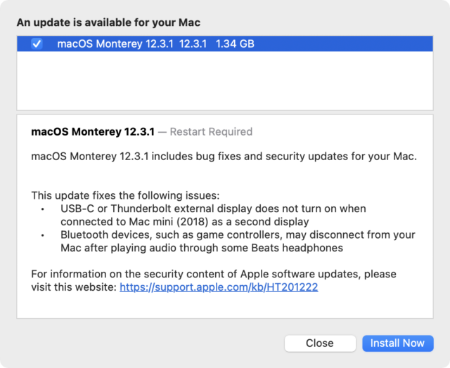 macOS 12.3.1 release notes
