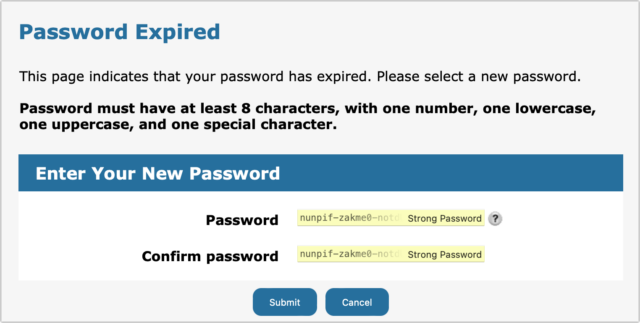 Password expired