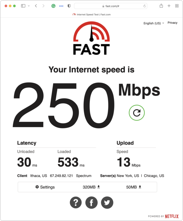 Fast speed test results
