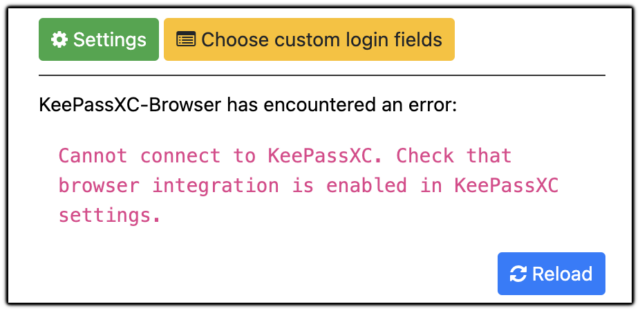 KeePassXC extension error