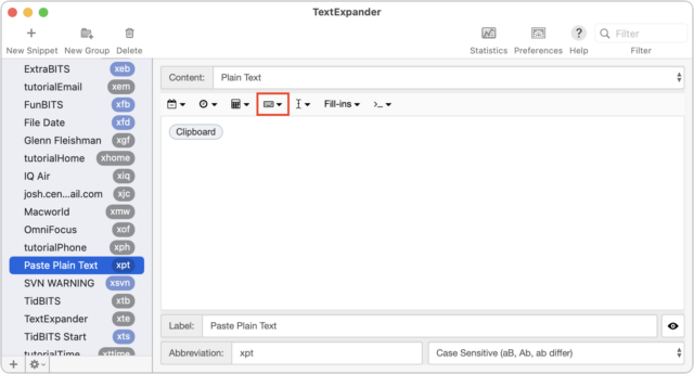 A paste plain text snipper for TextExpander