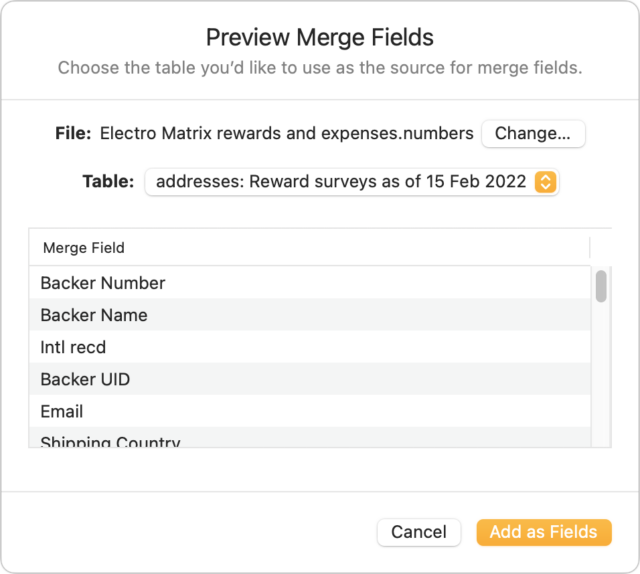 Overview of merge fields