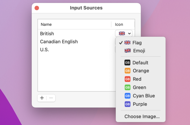 Editing input sources in Keyboard Switcheroo